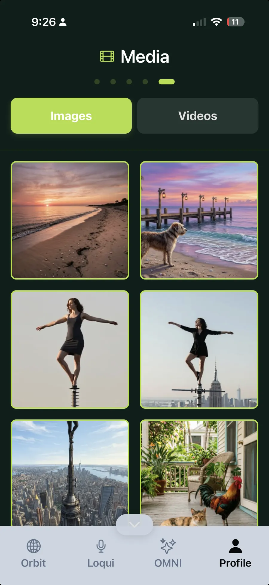 Images screen in the Loqui Auris app